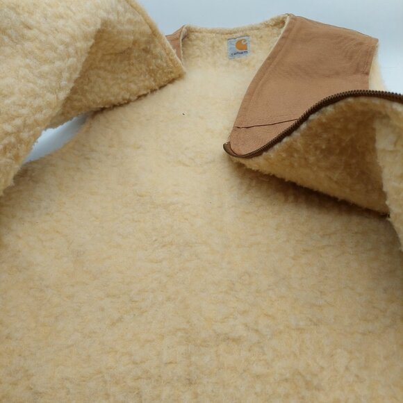 Carhartt Vest Tan Sherpa Lined Mens Size Large Tall Made In USA Vintage - Picture 6 of 7